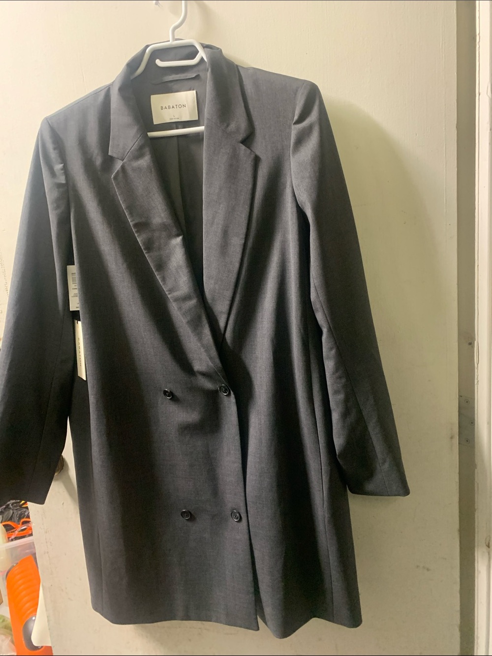Babaton Double-Breasted Charcoal Gray Blazer Jacket
